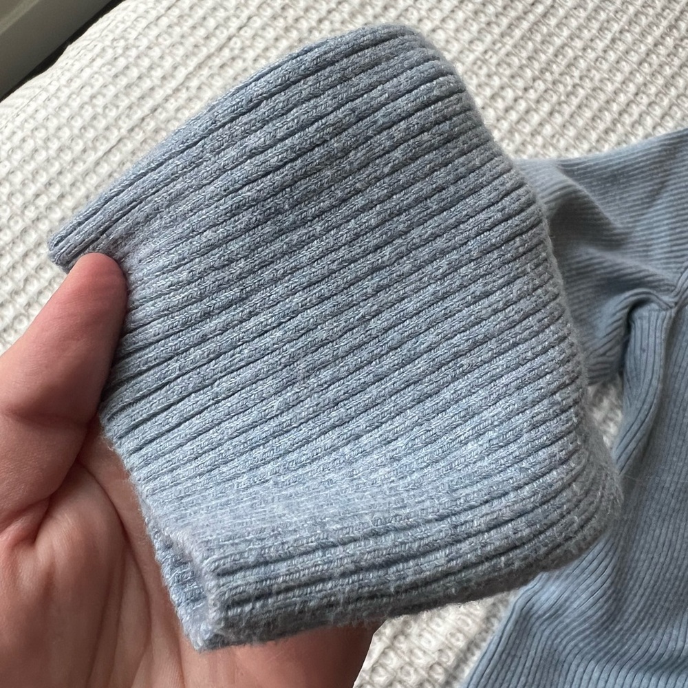 Abercrombie & Fitch Light Blue/Gray Ribbed Cardigan - Picture 4 of 4